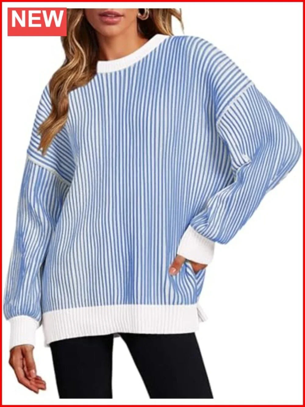Zeagoo Lightweight Oversized Knit Sweater Long Sleeve Crew Neck Pullover